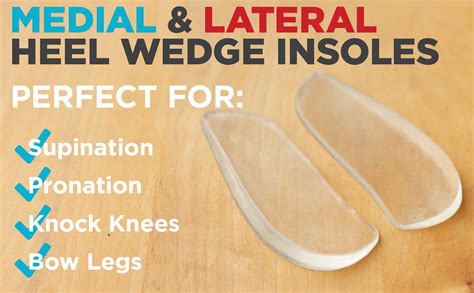 Medial Lateral Heel Wedge Silicone Insoles Pair Supination Pronation