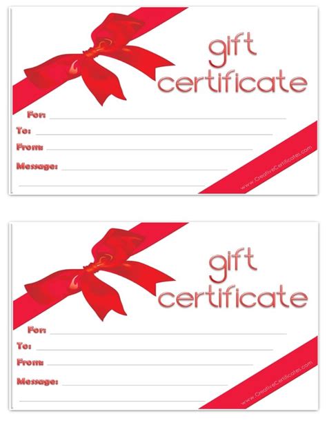 blank gift certificate | Gift certificate template, Free gift