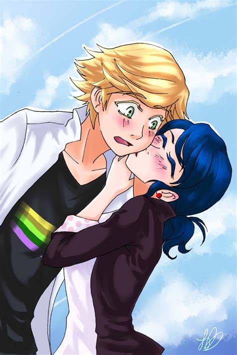 Cute Miraculous Ladybug Marinette And Adrien Kiss Draw Lab