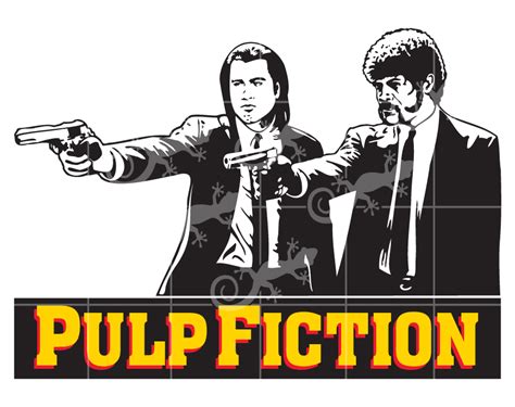 Pulp Fiction Svg With John Travolta Samual Jackson And Uma Thurman