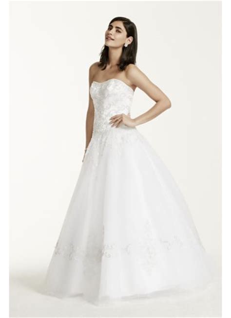 Satin Beaded Bodice Wedding Dress With Tulle Skirt Davids Bridal