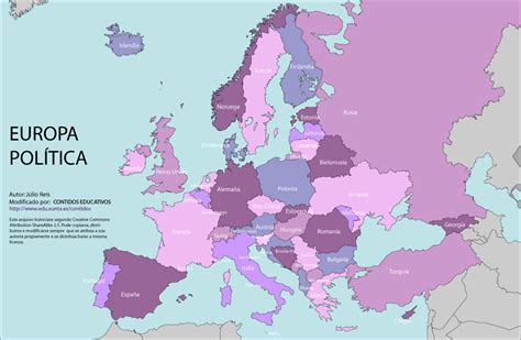 Mapa Politico De Europa En Castellano