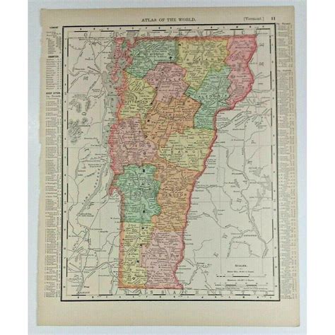 Vintage 1899 Vermont Atlas Map Old Authentic Antique Etsy