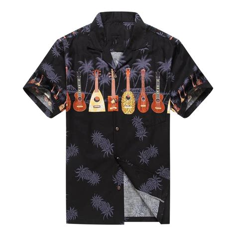 Made In Hawaii Men S Hawaiian Shirt Aloha Ukulele Cross Black Men