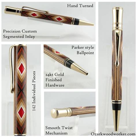 Segmented Inlay Wooden Ballpoint Pen Custom Handmade Executive Twist