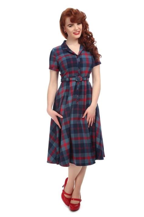 Collectif Vintage Caterina Merida Check Swing Dress Flare Dress