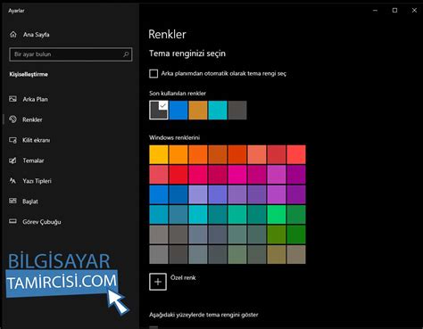 Windows 10 Renk Değiştirme Ayarları Bilgisayar Tamircisi
