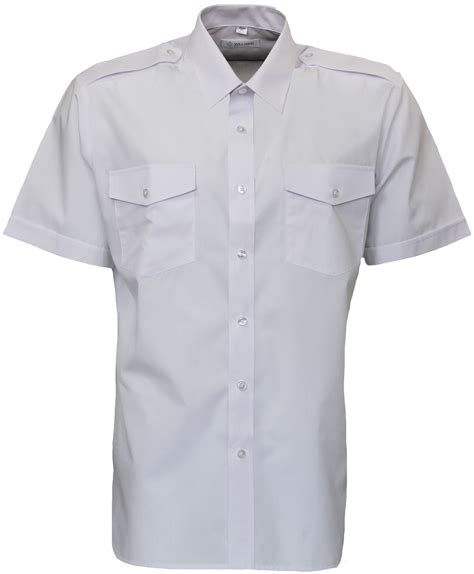White Polyestercotton Short Sleeve Pilot Shirt Miller Rayner