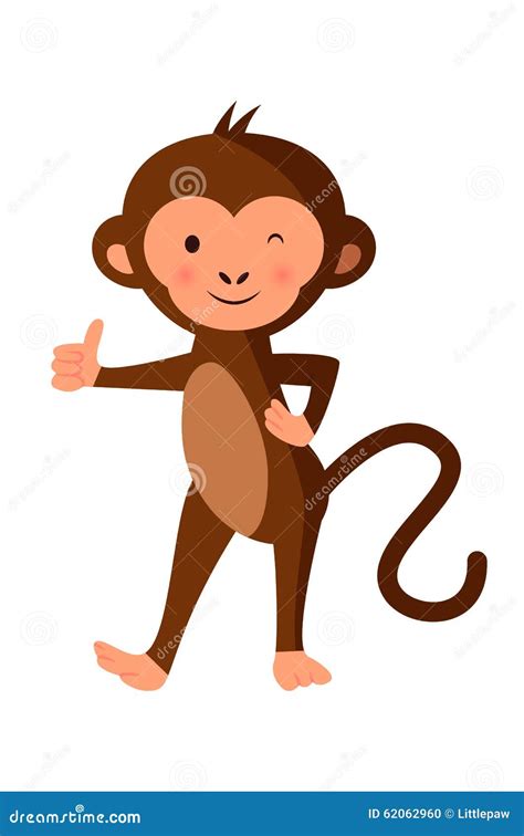 Cute Monkey Giving Thumbs Up Stock Vector Illustration Of Greeting