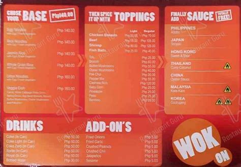 Menu At Wok On Restaurant Quezon City M24J HWP