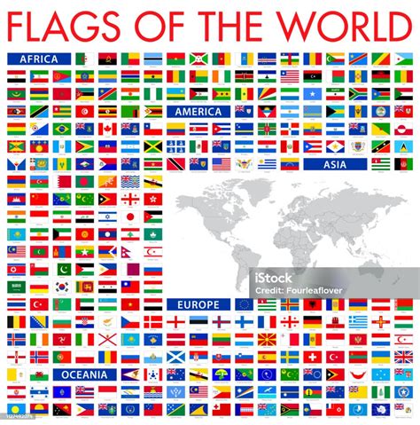 Alla Världens Flaggor Vector Ikonuppsättning Vektorgrafik Och Fler