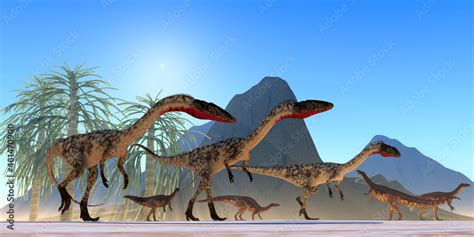 Coelophysis Hunting Party A Plateosaurus Herbivorous Herd Watch A