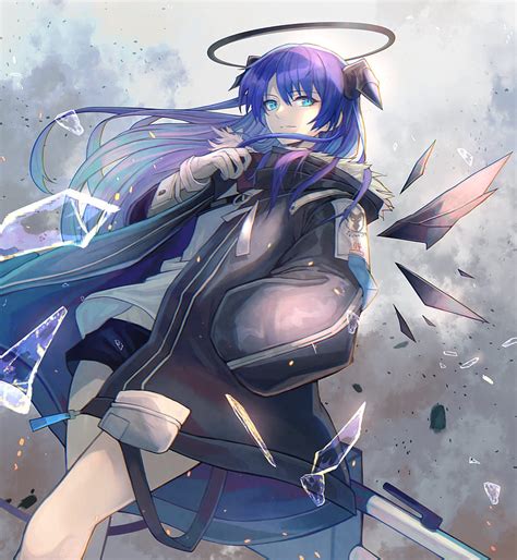 Mostima Arknights Anime Games Blue Hair Horns Sword Anime Hd