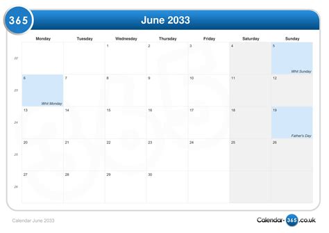 Calendar June 2033