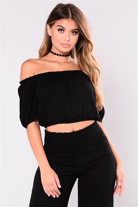 You can relax, spring is definitely here. Glamour Off Shoulder Crop Top - Black