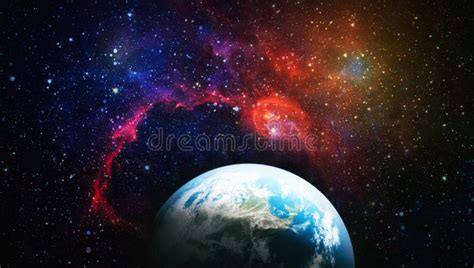 Galaxy And Planet Elements Of This Image Furnished By Nasa Stock