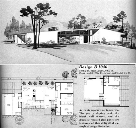 D1040 Mid Century Modern House Plans Vintage House Plans Mid