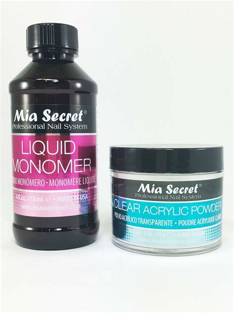 Mia Secret Liquid Monomer 4 Oz And Clear Acrylic Powder 2 Oz
