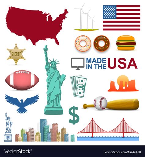 Collection Of Icons The United States Usa Sign Vector Image