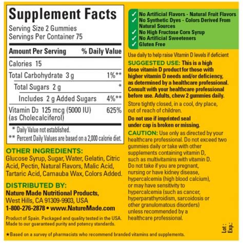 Nature Made 125mcg Vitamin D Gummies 150 Ct Smiths Food And Drug
