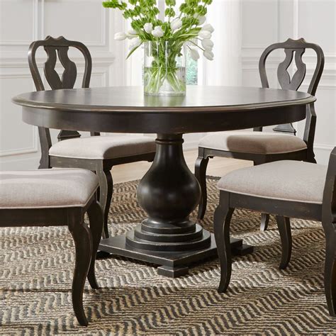 Liberty Furniture Chesapeake Round Pedestal Dining Table In Antique Black 493 Dr Pds By Dining