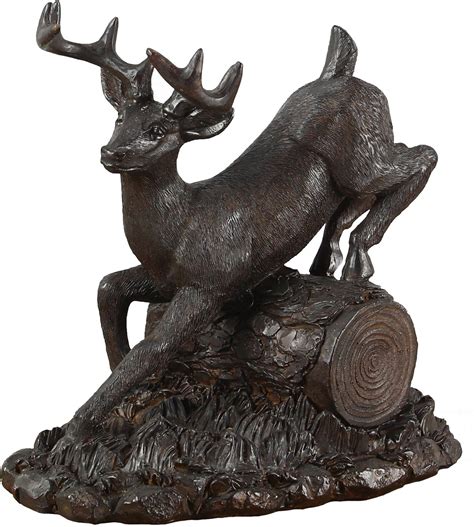 Youngs Resin Deer Jumping Over Log Figure 575 Home