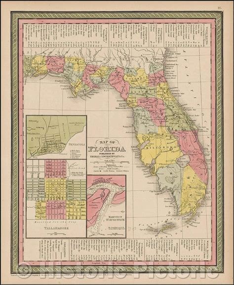 Historic Map Map Of Florida 1850 Thomas Cowperthwait