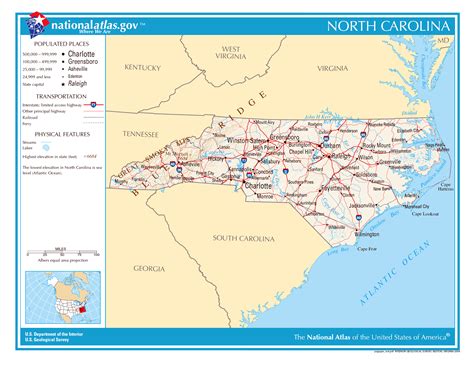 A Map Of North Carolina United States Map