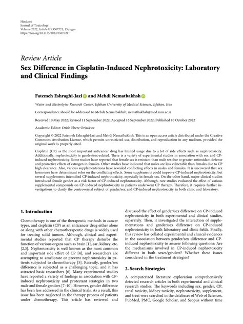 Pdf Sex Difference In Cisplatin Induced Nephrotoxicity Laboratory