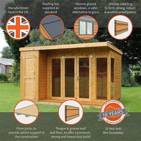 12 X 8 Contemporary Summerhouse With Side Shed Waltons