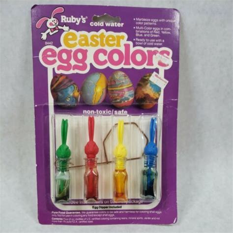 1988 Vintage Rubys Easter Egg Dye Rabbit Head Glass Bottles Set