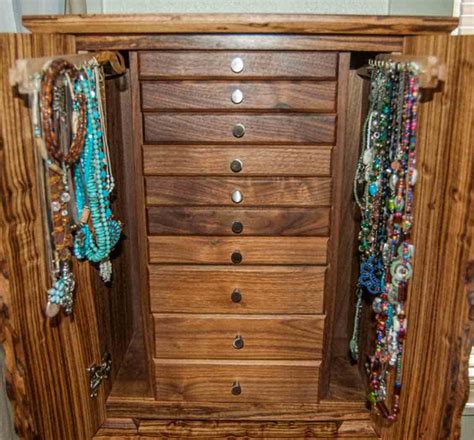 Armoire Jewelry Box With Necklace Holders