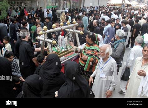 Devotees Of Imam Hussain As Are Holding Mourning Procession Showing
