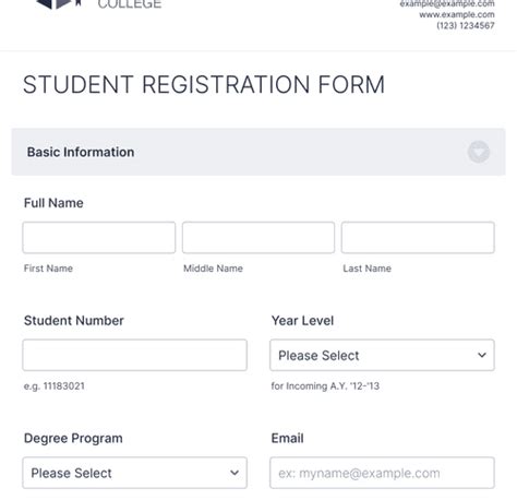 Student Registration Form Template Jotform
