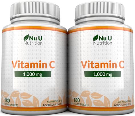 Vitamin C 1000mg Nu U 2 Bottles High Strength 360 Tablets 100