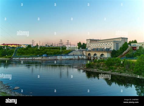 Narva Hydroelectric Station On The Narva River In Russia Stock Photo