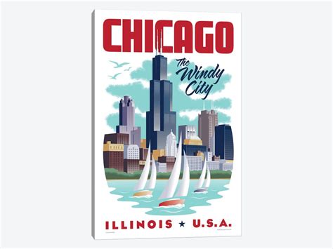 Chicago Travel Poster Art Print By Jim Zahniser Icanvas