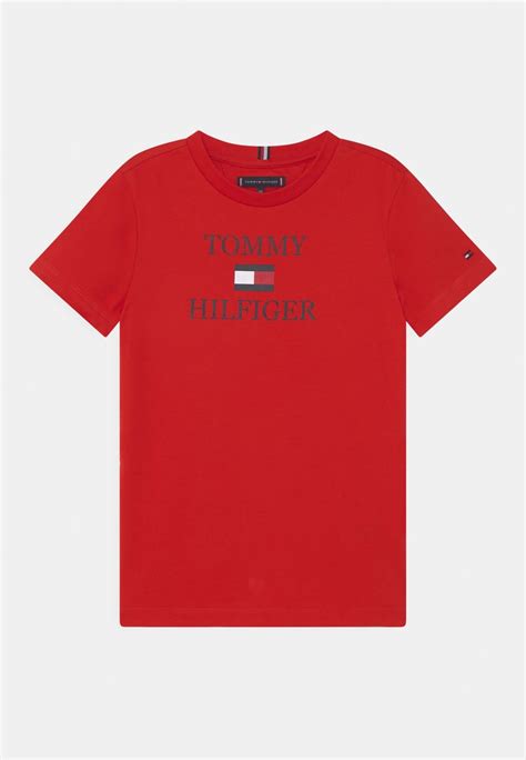 tommy hilfiger logo tee t shirt print deep crimson rot zalando at