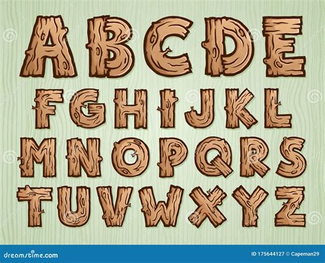 Wooden Texture Alphabet Vector Illustration Stock Vector Illustration