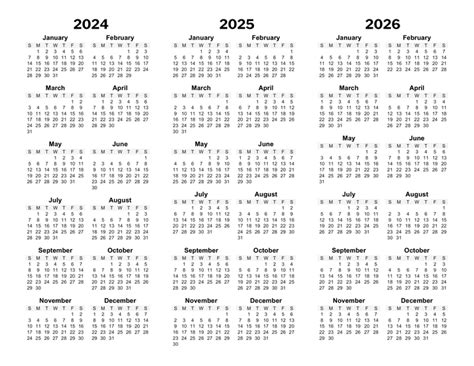 Printable 3 Year Calendar Printable World Holiday