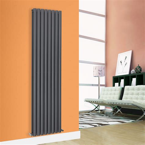 Anthracite Designer Oval Column Panel Radiators Central Heating Single