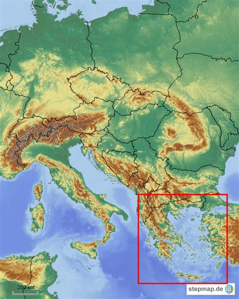 StepMap Griechenland Relief Übersicht Landkarte für Griechenland