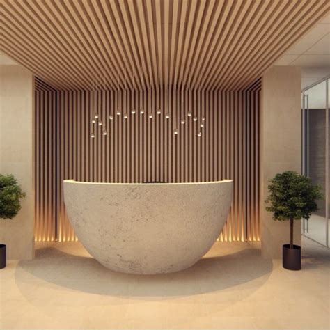 Solid Wood Office Reception Desk In A White Timber Look Uniquekiosk Hotel Reception Desk