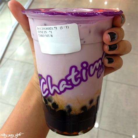 I ordered the matcha mousse (reg size/~$5) which is essentially a matcha tea with a salty foam milk cap. Wirastani: Chatime: Taro Milk Tea