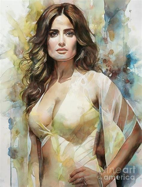 Salma Hayek Portrait Number One Painting By Painted In Style Fine Art America