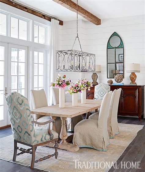 Painted cottage wicker furniture or a rustic painted farm style dining table make beach living easy, colorful, and carefree. Mary Mac and Company | Cottage dining rooms, Home, Dining ...