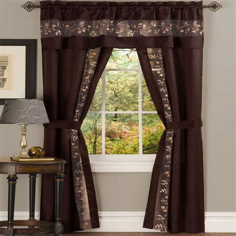 Traditional Elegance Fairfax 5 Piece Window Curtain Set 55x63 Chocolate