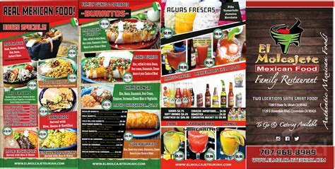 El Molcajete menu in Cloverdale, California, USA