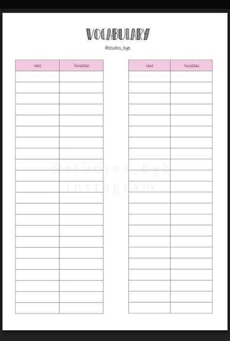 Blank Vocabulary Worksheet Template Free Printables Descargables