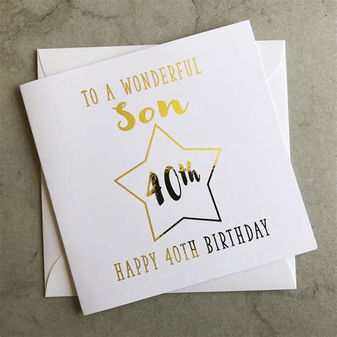 Son 40th Birthday Card Son Card For 40th Birthday 40th Etsy Uk